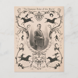 De kampioen rijder van de wereld, Charles W. Fish. Briefkaart