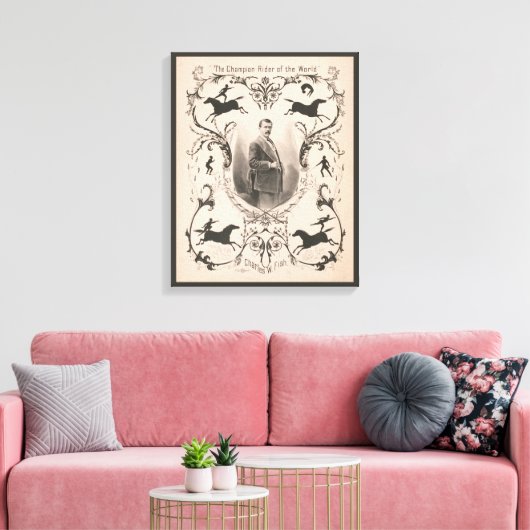 De kampioen rijder van de wereld, Charles W. Fish. Canvas Afdruk (Insitu (Woonkamer))
