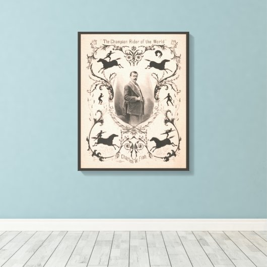 De kampioen rijder van de wereld, Charles W. Fish. Canvas Afdruk (Insitu (Houten vloer))