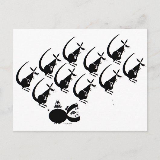 De kangoeroe sprong over de hippo briefkaart (Voorkant)