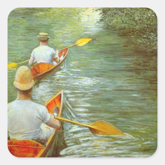 De kano's, Perissoires van Gustave Caillebotte Vierkante Sticker (Voorkant)