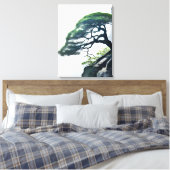 De kansen trotseren: Bonsai Tree on the Cliff Canvas Afdruk (Insitu (Slaapkamer))