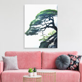De kansen trotseren: Bonsai Tree on the Cliff Canvas Afdruk (Insitu (Woonkamer))