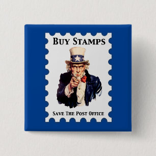 De Kantoor voor advertentietampen kopen Vierkante Button 5,1 Cm