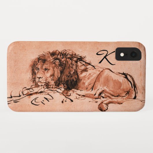 DE KAP LEEUW LIGGEND, Roze, Zwarte Monogram Case-Mate iPhone Case (Achterkant (horizontaal))