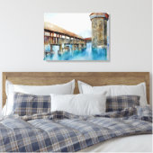 De Kapelbrug in Luzern (Zwitserland) Canvas Afdruk (Insitu (Slaapkamer))