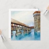 De Kapelbrug in Luzern (Zwitserland) Kaart (Voorkant / Achterkant in situ)