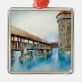 De Kapelbrug in Luzern (Zwitserland) Metalen Ornament (Voorkant)