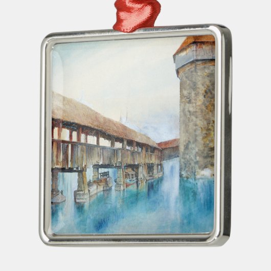 De Kapelbrug in Luzern (Zwitserland) Metalen Ornament (Links)