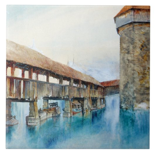 De Kapelbrug in Luzern (Zwitserland) Tegeltje (Voorkant)