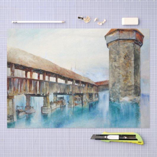 De Kapelbrug in Luzern (Zwitserland) Tissuepapier (Craft)