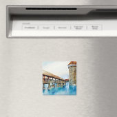 De Kapellbrucke, fijn kunstschilderij, Magneet (Insitu (Vaatwasser))