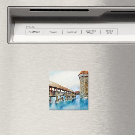 De Kapellbrucke, fijn kunstschilderij, Magneet (Insitu (Vaatwasser))