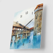 De Kapellbrucke, fijn kunstschilderij, Vierkante Klok (Hoek)