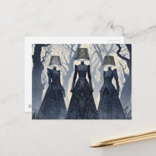 De kaphoed Dames in het bos Briefkaart (Voorkant / Achterkant in situ)