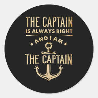 De kapitein heeft altijd gelijk en ik ben de kapit ronde sticker