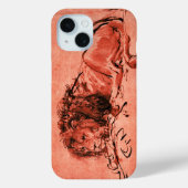 DE KAPITEIN LION LYING DOWN, Antiek Rood, zwart Case-Mate iPhone Case (Achterkant)