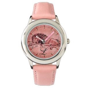 DE KAPITEIN LION LYING DOWN, Antiek roze rood Mono Horloge
