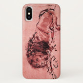DE KAPITEIN LION LYING DOWN, Antiek roze, zwart Case-Mate iPhone Case (Achterkant)