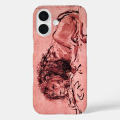 DE KAPITEIN LION LYING DOWN, Antiek roze, zwart Case-Mate iPhone Case (Achterkant)