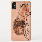 DE KAPITEIN LION LYING DOWN, Antiek roze, zwart Case-Mate iPhone Case (Achterkant)
