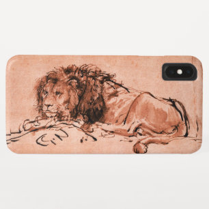DE KAPITEIN LION LYING DOWN, Antiek roze, zwart Case-Mate iPhone Case