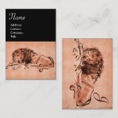 DE KAPITEIN LION LYING DOWN MONOGRAM, Roze zwart Visitekaartje (Voorkant / Achterkant)