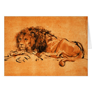 DE KAPITEIN LION LYING DOWN, Oranje, zwart