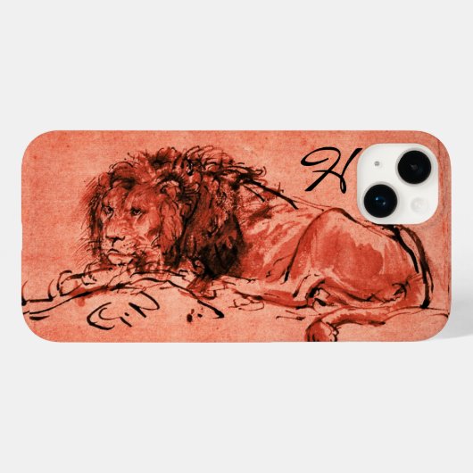 DE KAPITEIN LION LYING DOWN, Roze, zwart Monogram Case-Mate iPhone Case (Achterkant (horizontaal))