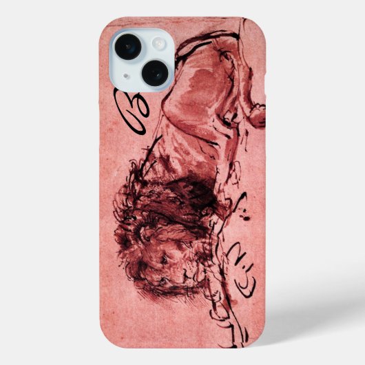 DE KAPITEIN LION LYING DOWN, Roze, zwart Monogram Case-Mate iPhone Case (Achterkant)