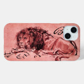 DE KAPITEIN LION LYING DOWN, Roze, zwart Monogram Case-Mate iPhone Case (Achterkant (horizontaal))