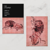 DE KAPITEIN LION LYING DOWN, Roze zwart Visitekaartje (Voorkant / Achterkant)
