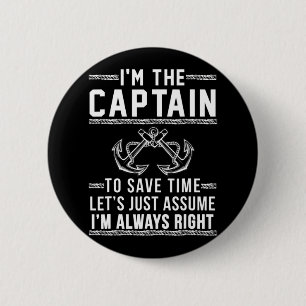 De Kapitein Van De Boot  Ronde Button 5,7 Cm