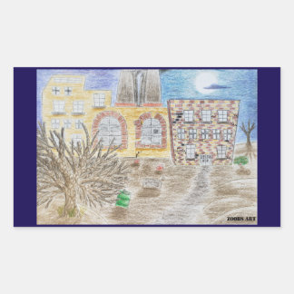 De kapotte fabriek van gedoemde machines rechthoekige sticker