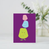 De karakters die van de gok op elkaar in evenwicht briefkaart (Staand voorkant)