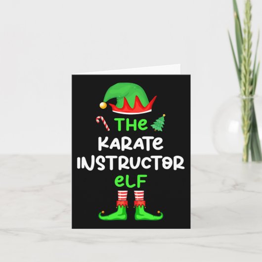 De Karate Instructeur Elf Kerst Matching Pajam Kaart (Voorkant)