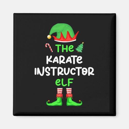 De Karate Instructeur Elf Kerst Matching Pajam Magneet (Voorkant)