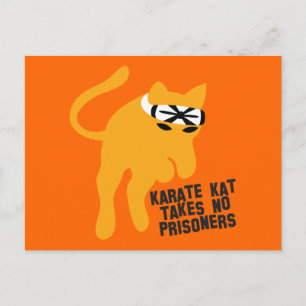 De karate KAT (kat) neemt geen gevangenen Briefkaart