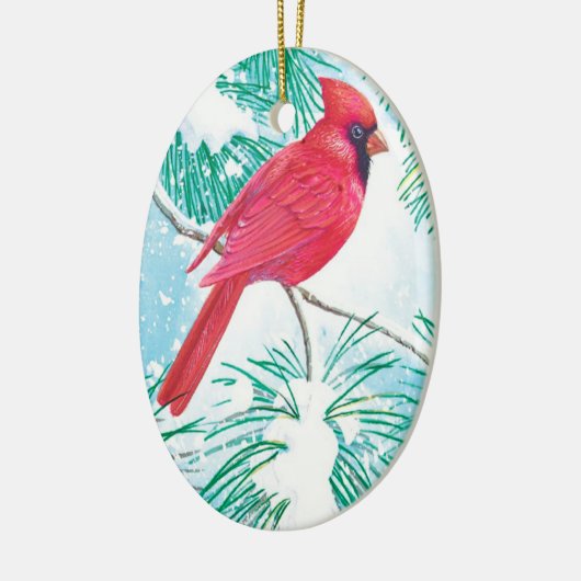 De kardinaal - keramisch ornament (Links)