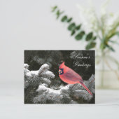 De kardinaal van Kerstmis Feestdagenkaart (Staand voorkant)