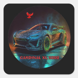 De kardinaal XL5000 Elite sportwagen Vierkante Sticker