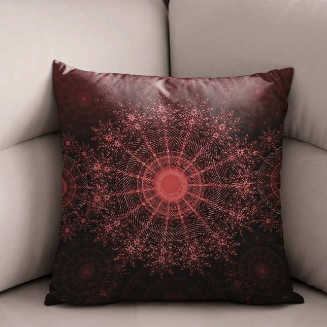 De karmozijnrode mousserende bloemkunst kussen (Creator heeft geüpload)