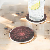 De karmozijnrode sprankelende bloemenkunst in het  zandsteen onderzetter