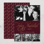 De kastanjebruine en Gouden Foto van Feliz Navidad Feestdagenkaart (Voorkant / Achterkant)