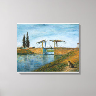 De kat bij de Langlois-brug Canvasprint Canvas Afdruk