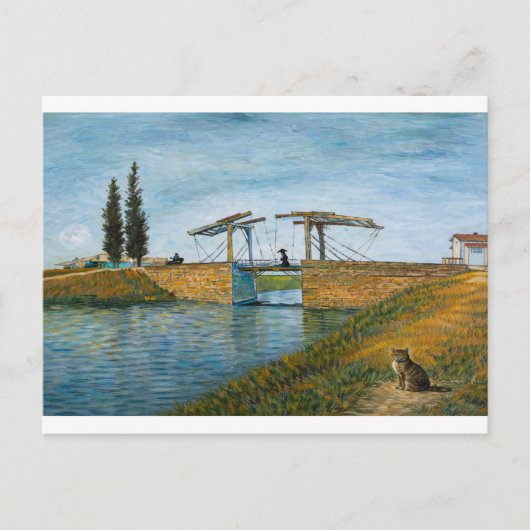 De kat bij Langlois Bridge Postcard Briefkaart (Voorkant)