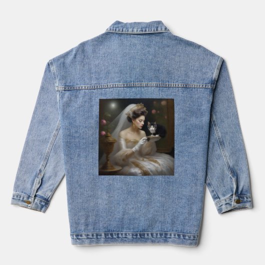 De kat bruid olieverf, denim jacket (Achterkant)