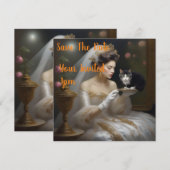 De kat bruid olieverf, save the date (Voorkant / Achterkant)