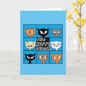 De Kat Bunch Pop Art Cute Cat Birthday Kaart (Gele Bloem)