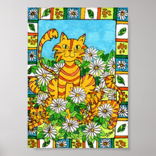 De Kat & de Katjes van de moeder in Daisy Patch Poster